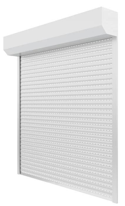 Motorized 55mm Aluminum Rolling Shutter – 48x48 Window, White Powder-Coated Finish